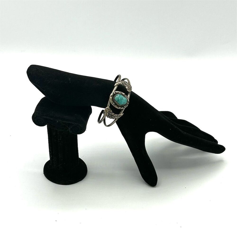 Vintage Navajo Sterling Silver Turquoise Cuff Bracelet Unisex Adjustable